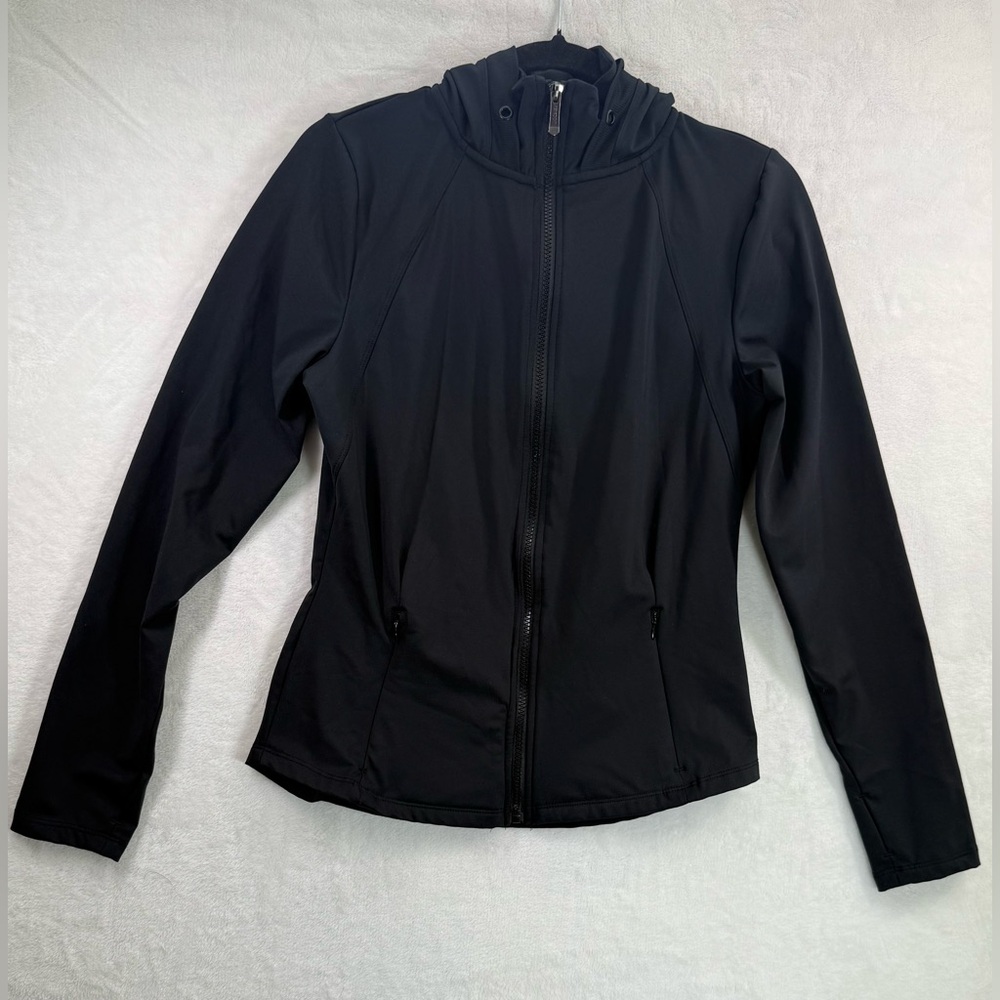 Women’s Jockey Black Yoga Activewear Hooded Jacket Size Small